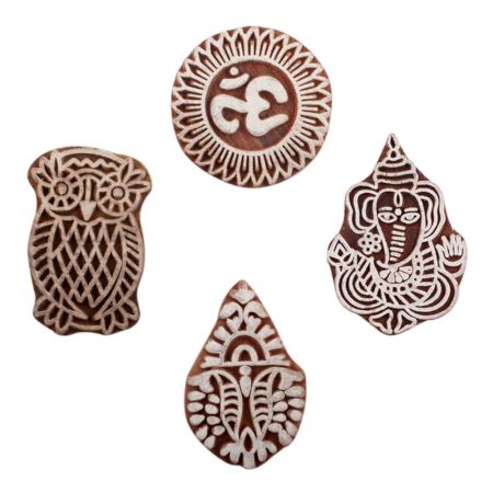 Set of 4 Piece New Mix Wooden Printing Block